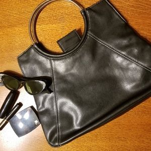 Black leather bag